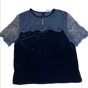 CAMI NYC Velvet & Lace Top M
